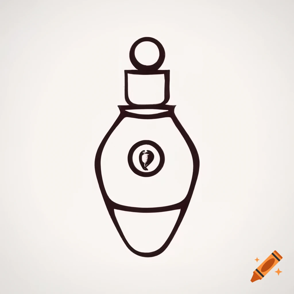 Vintage-inspired perfume bottle with Chic Spirit label, line art