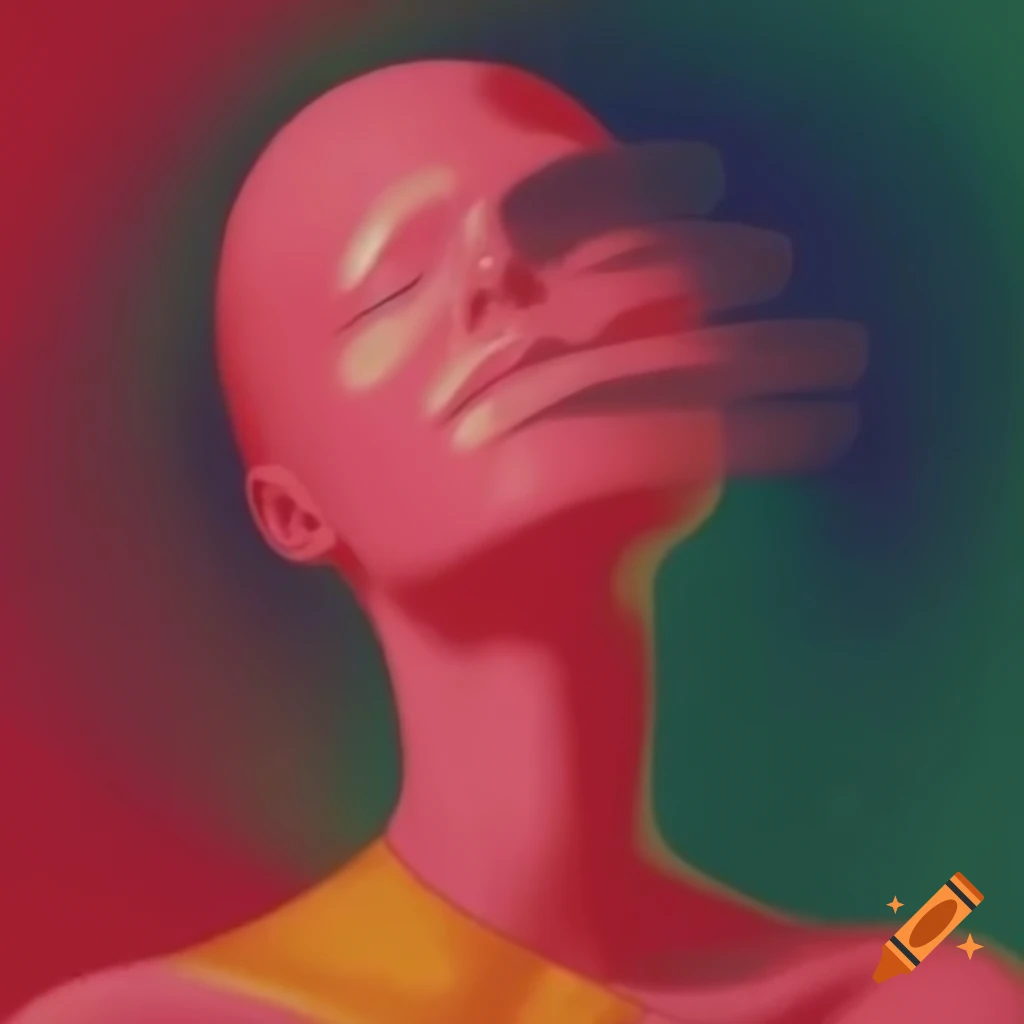 Surrealist monochrome artwork with vibrant colors
