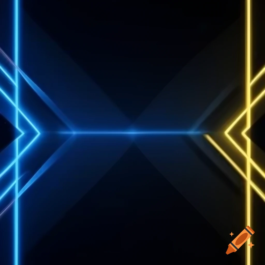 Abstract geometric background in black, blue, and gold neon gradient