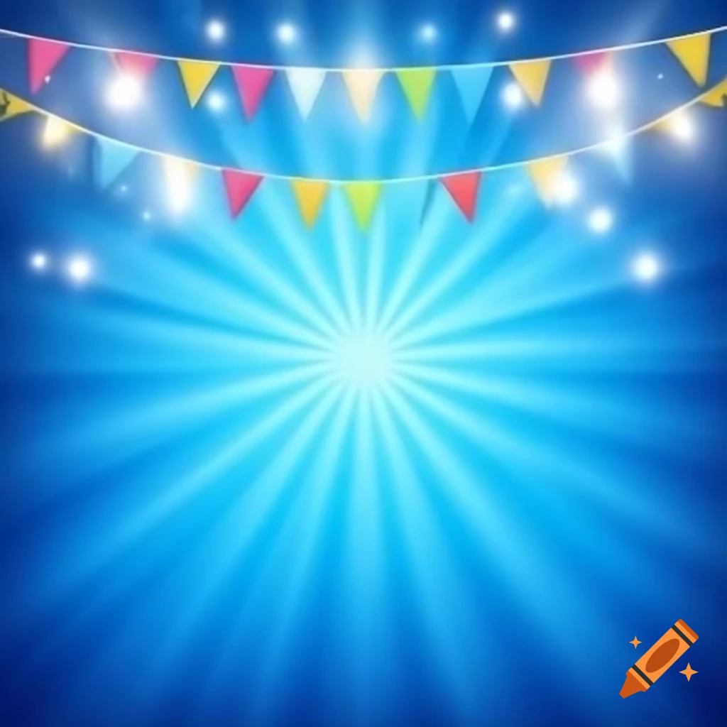 Radiant blue sky with colorful party banners