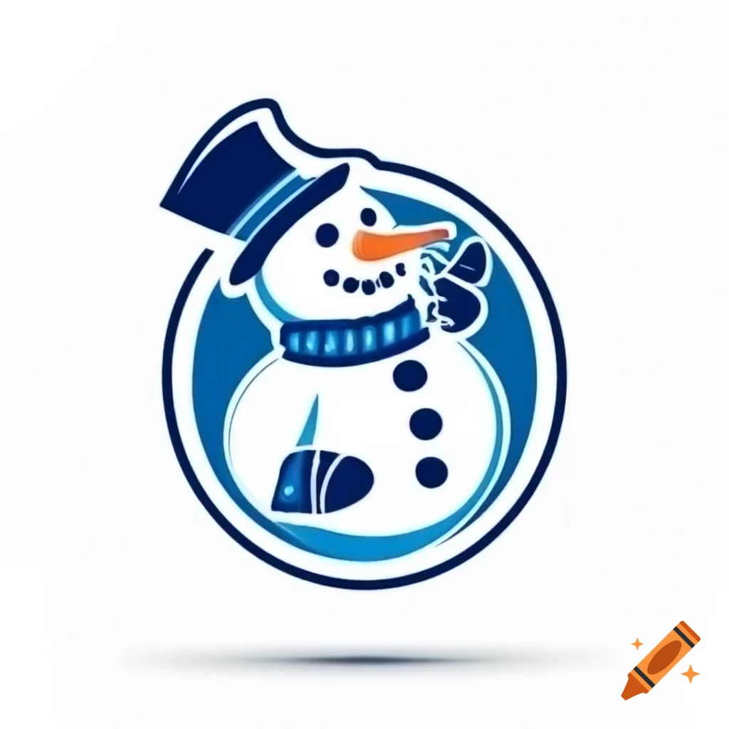 Detailed snowman hockey logo design