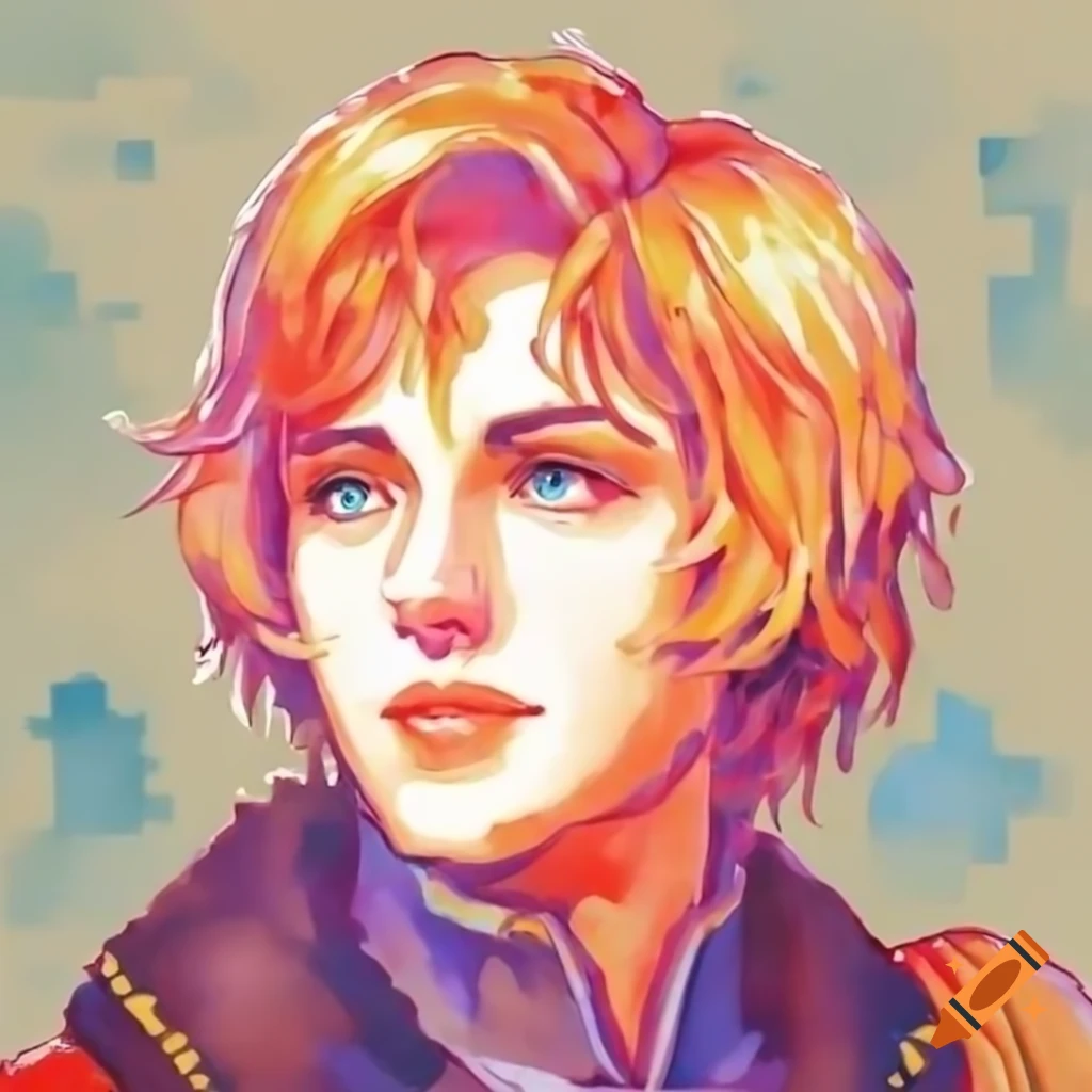 Retro oil painting in impressionist style, pixel art inspired by Fire Emblem