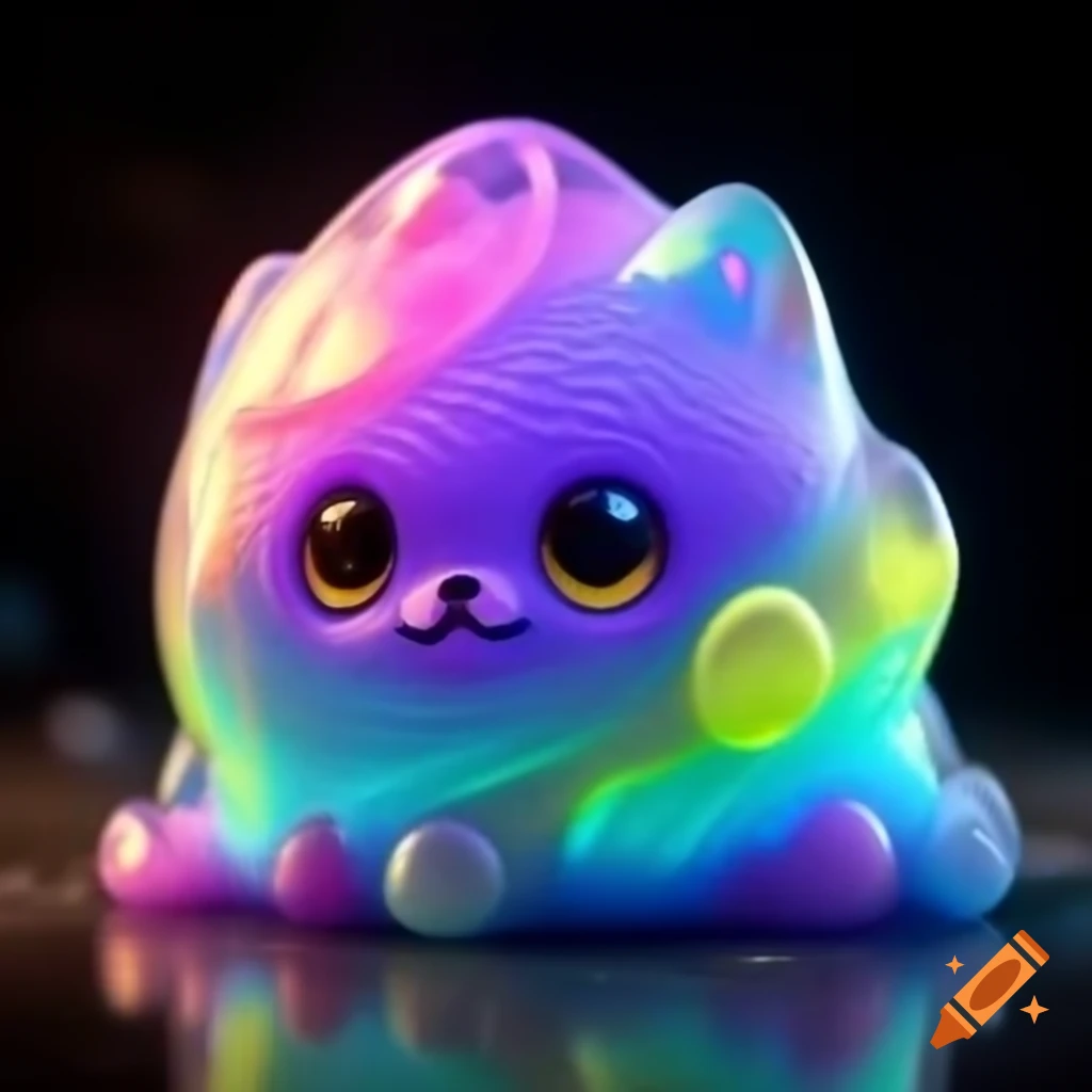 Cute anthro furry slime dog with rainbow crystal fur