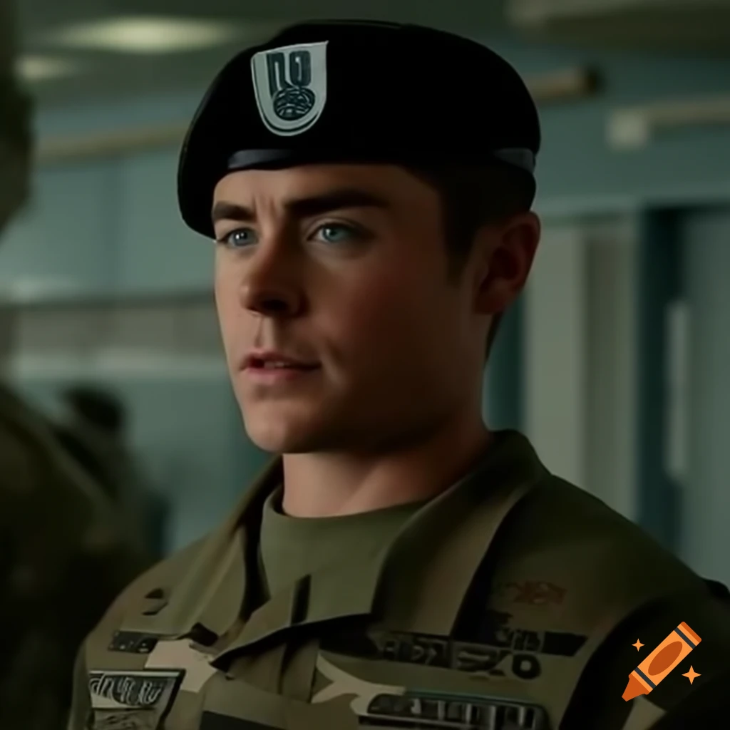 Zac Efron in army camo uniform