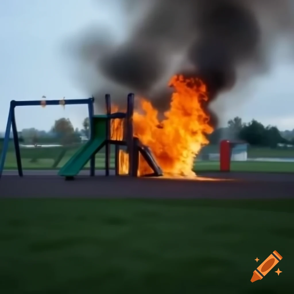 Playground engulfed in flames