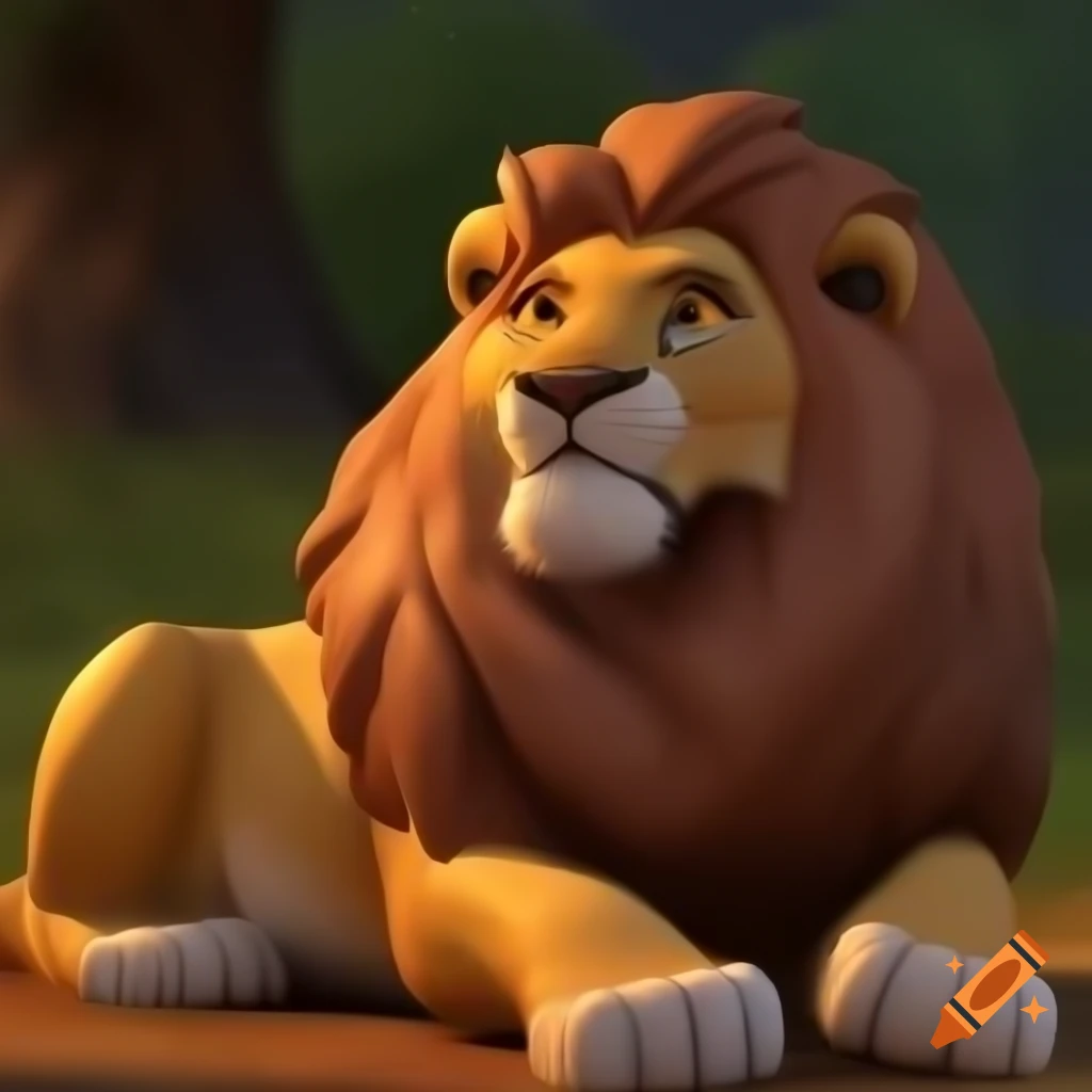 Game character depiction of a lying lion