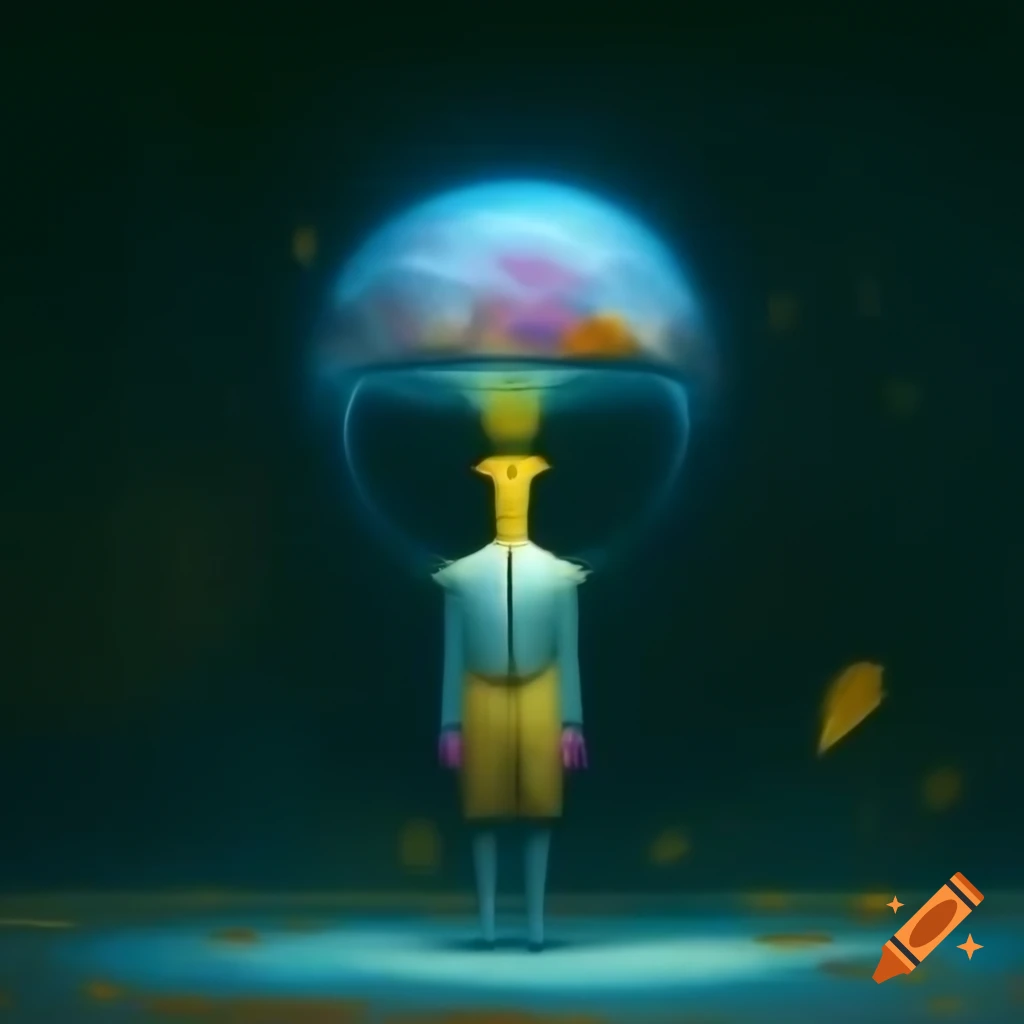 Surrealist abstract scene with unusual objects