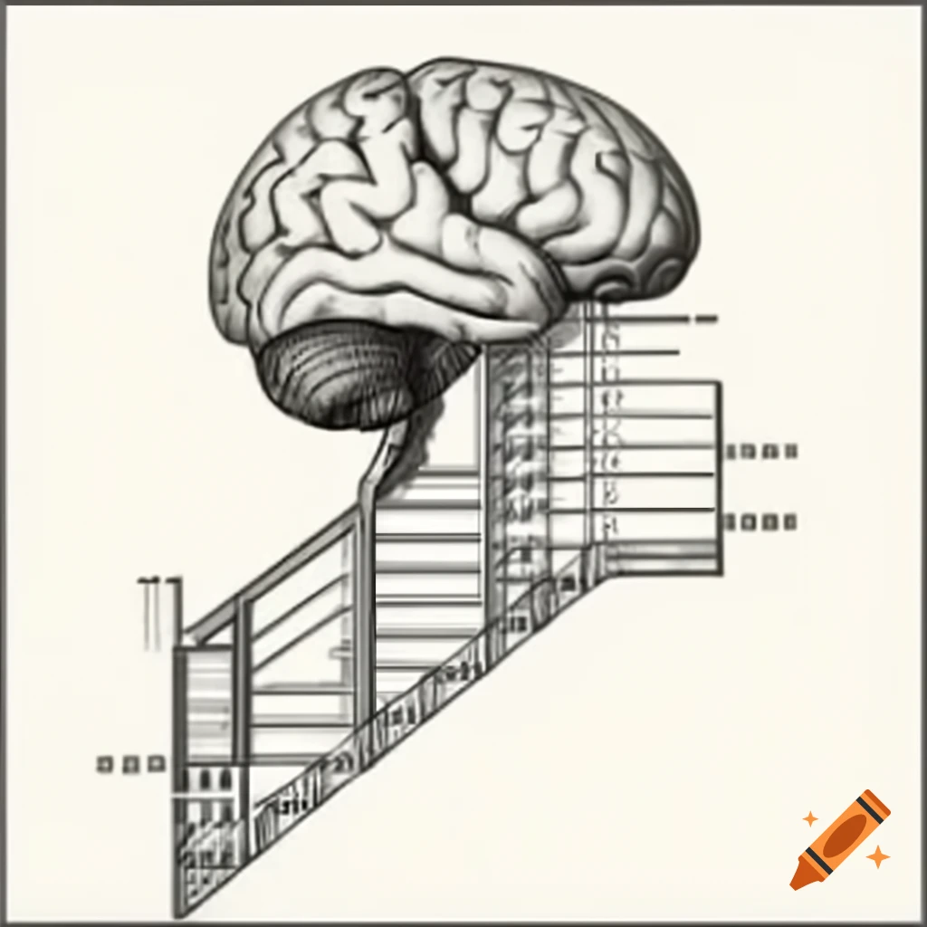 M. C. Escher inspired sketch of brain staircase
