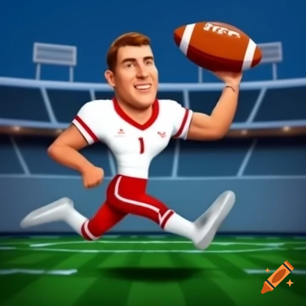 Polish man throwing a football in digital art style