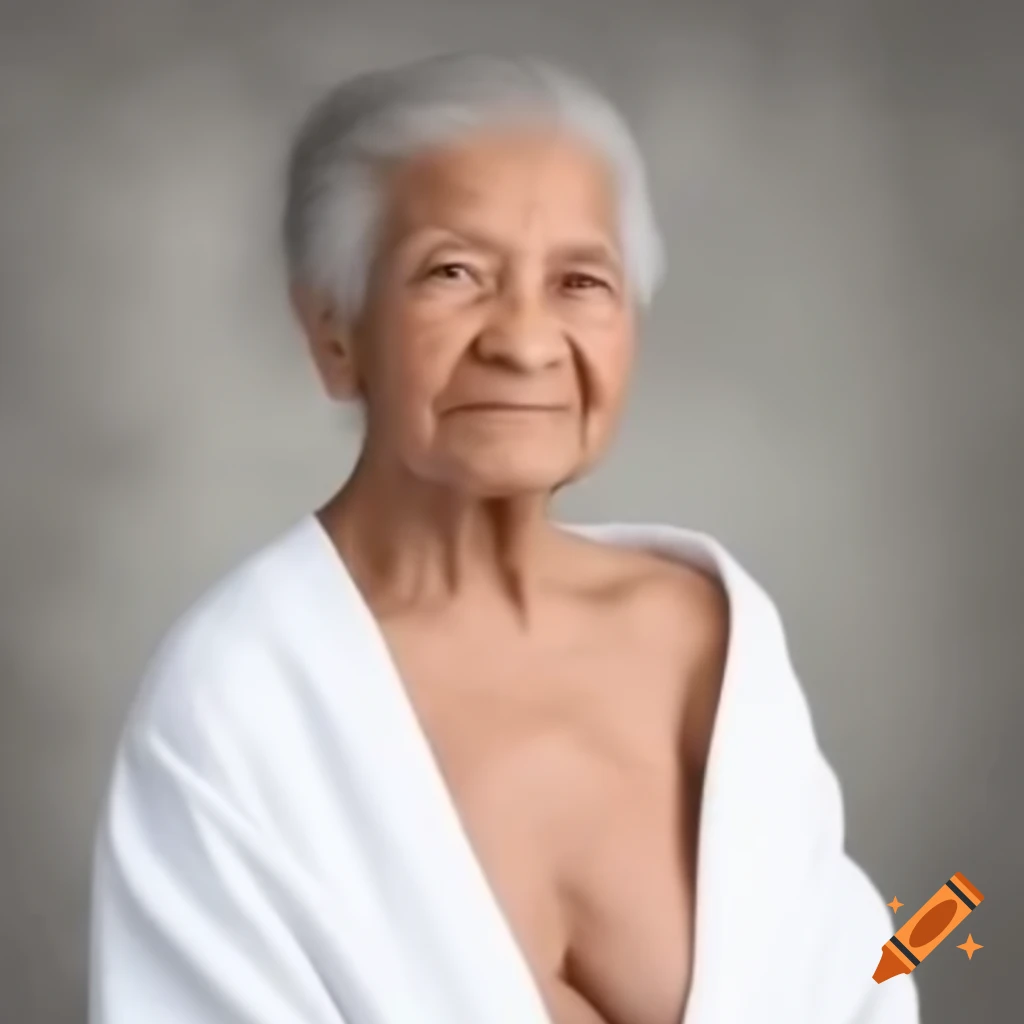 Smiling young woman in white robe facing the camera