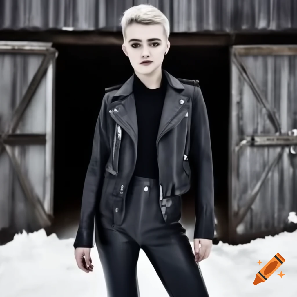 Punk rocker with mohawk hairstyle and leather outfit
