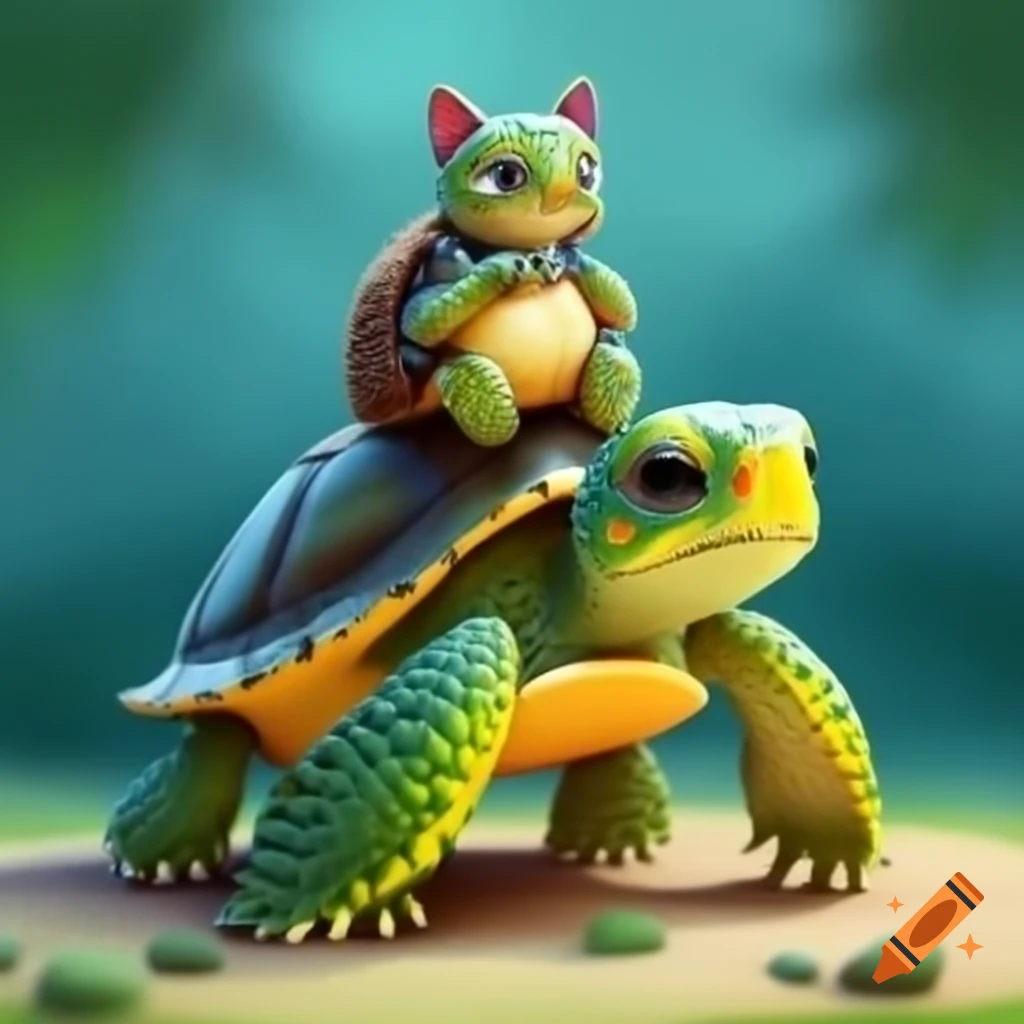 Turtle with a cat's head, surreal art