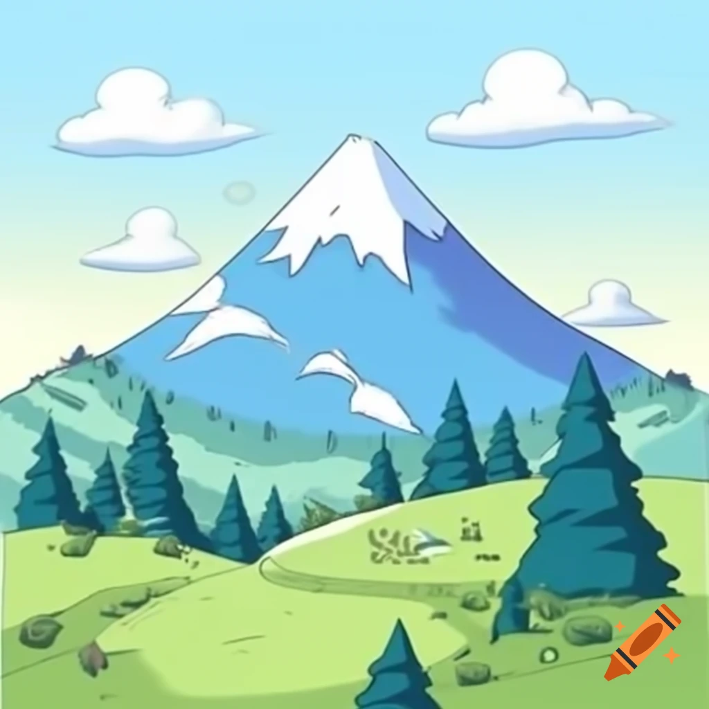 Mountain landscape for camping adventure in Adventure Time style