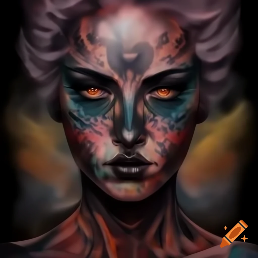 Tattoo design featuring dark love themes and colors