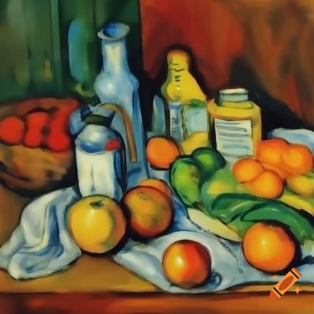 Still life painting of groceries by Paul Cézanne