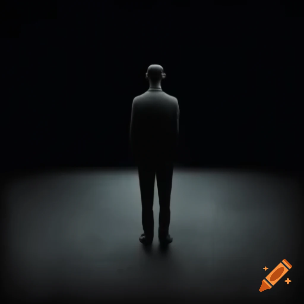 Man contemplating dark void in somber artistic expression