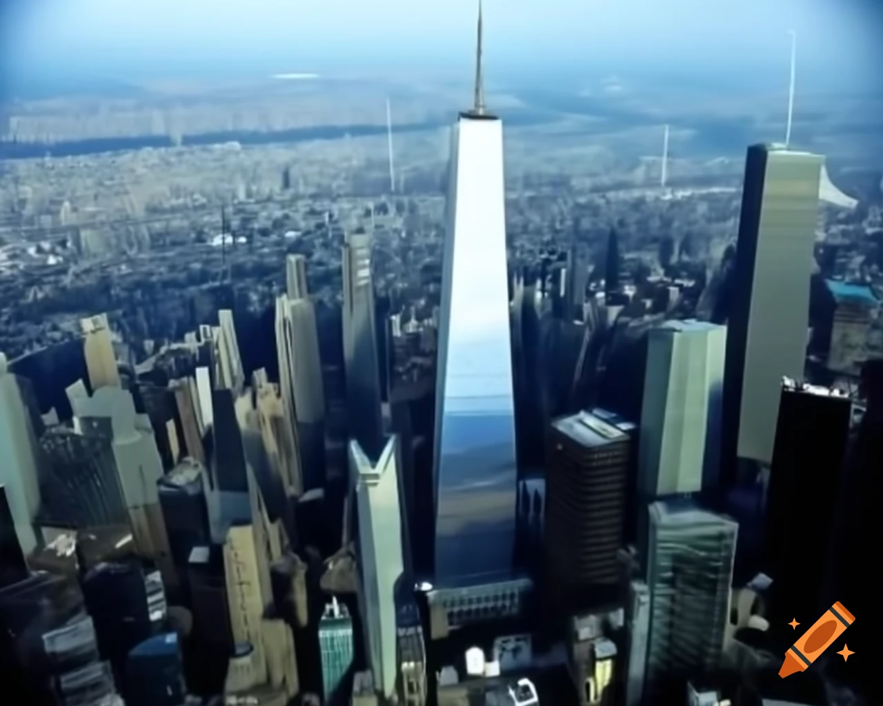 Aerial photography of World Trade Center from 2000s