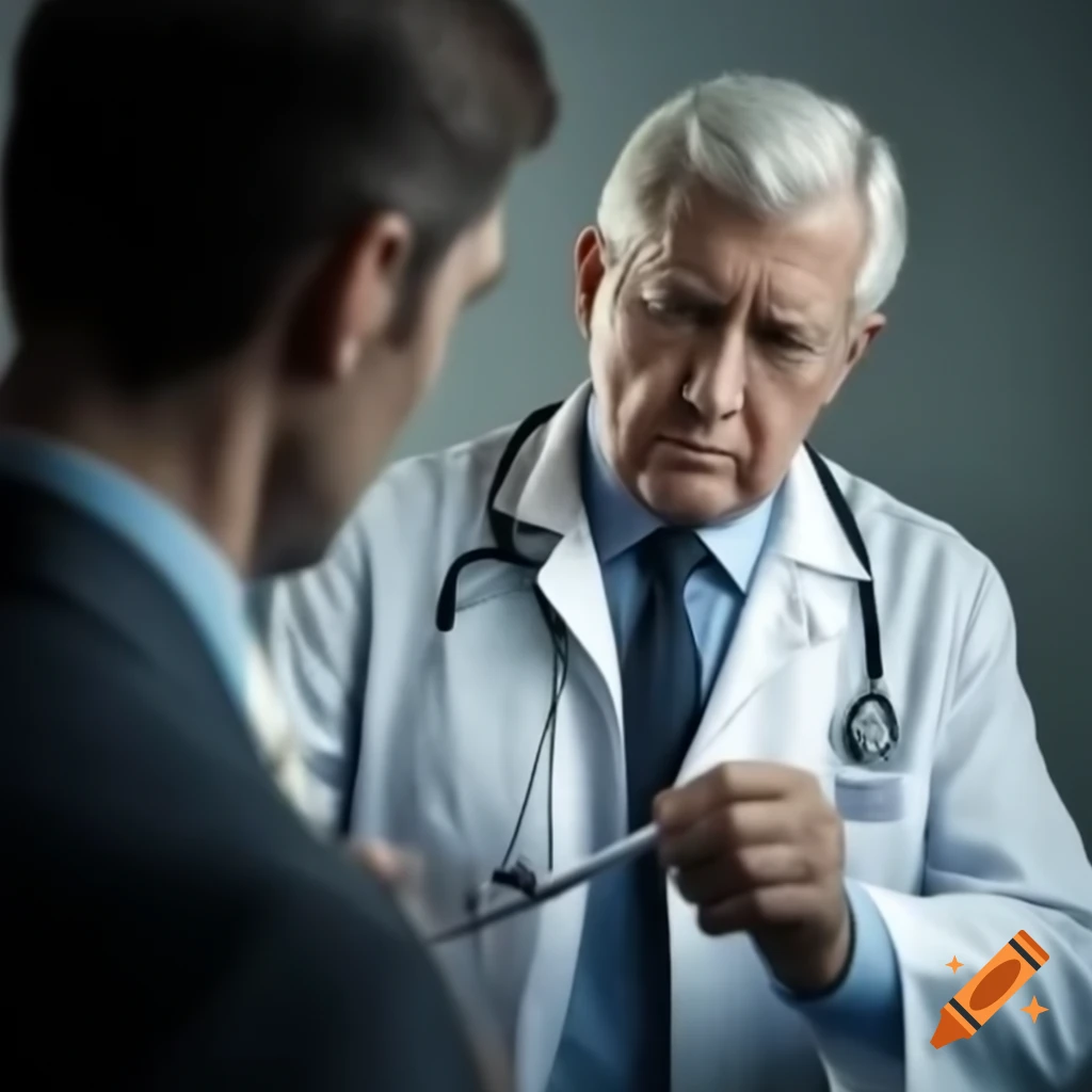Doctor receiving a pen from a businessman