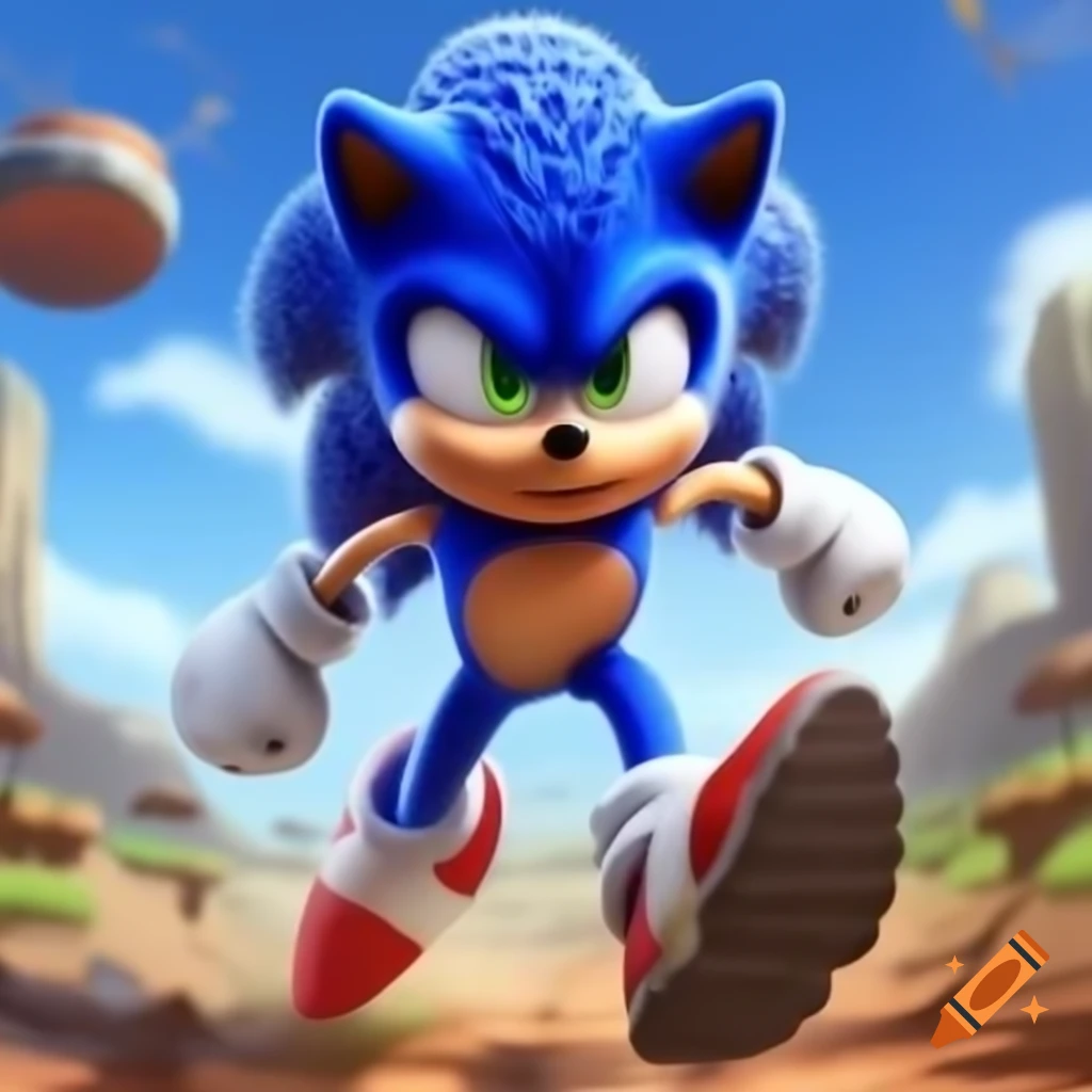 Sonic Character Running At High Speed On Craiyon