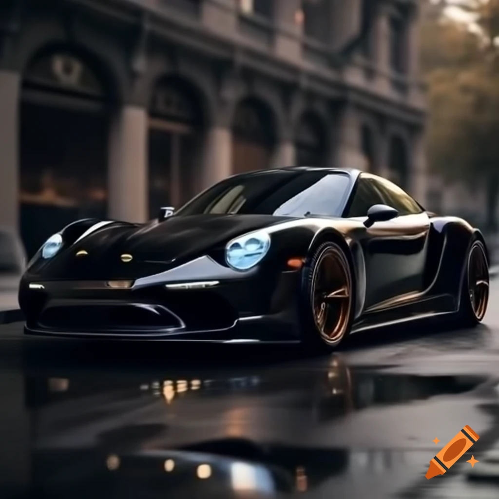 Sleek black Porsche showcasing advanced AI technology