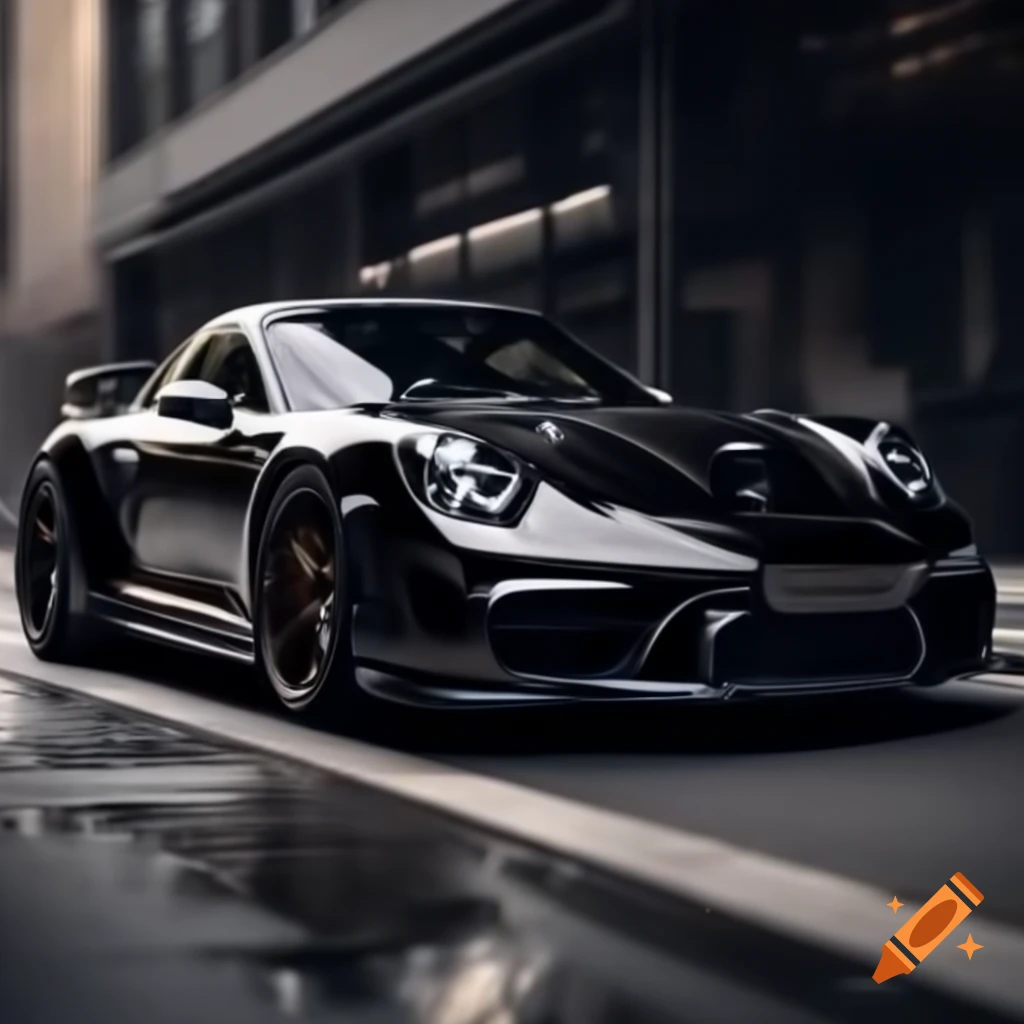 Sleek black Porsche showcasing advanced AI technology