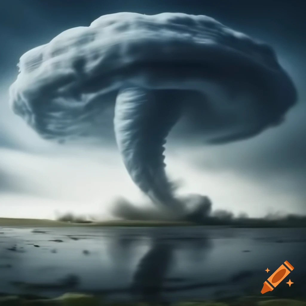 Futuristic tornado forming over water
