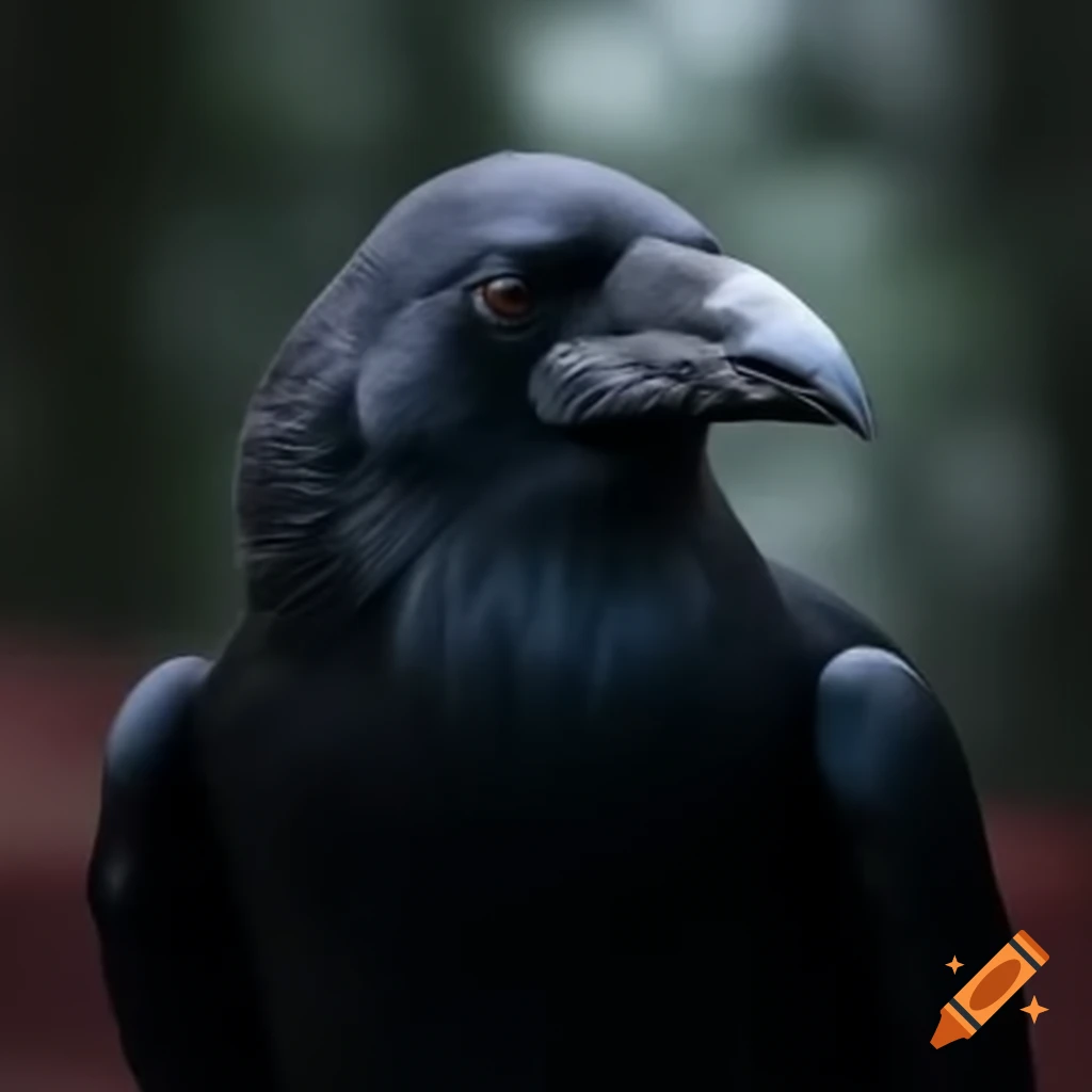 Cinematic close-up of a raven