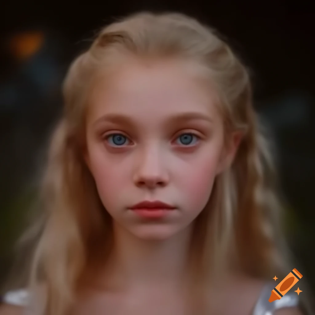 Photorealistic depiction of a young blonde princess