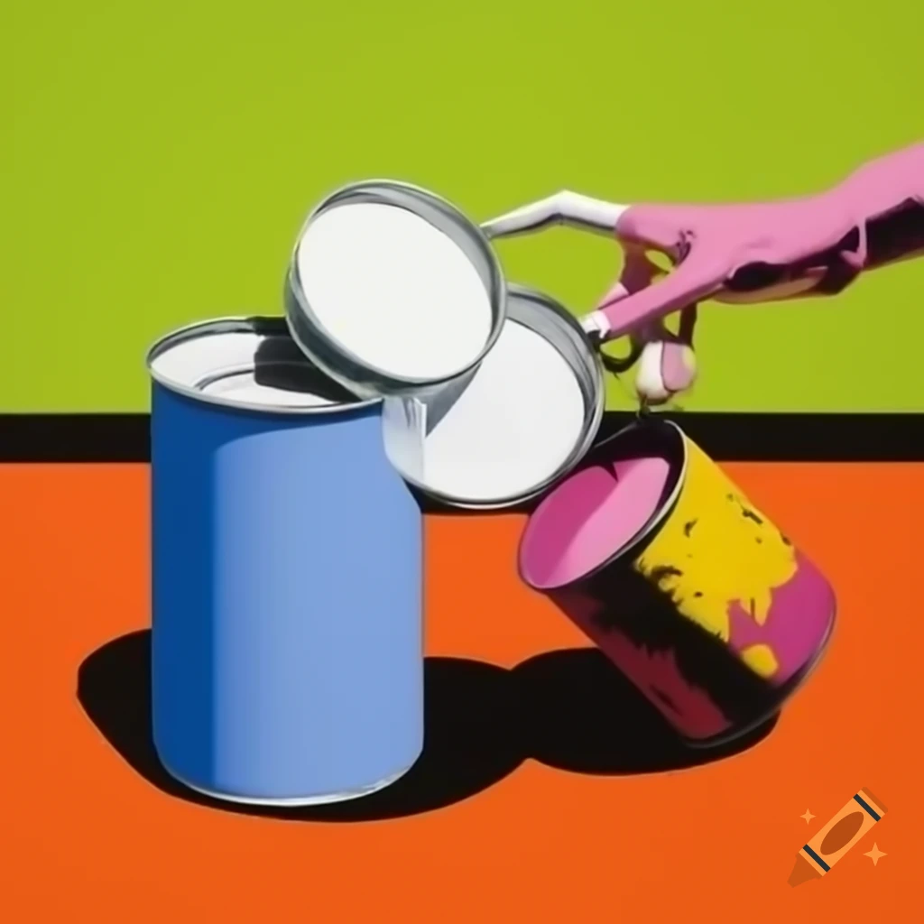 Paint can artwork inspired by Andy Warhol's style
