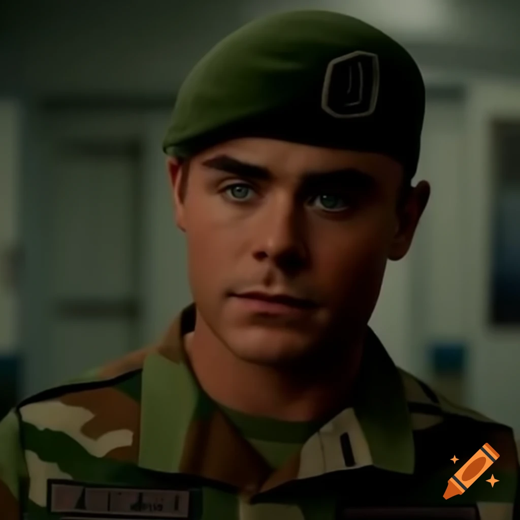 Extraterrestrial movie actor with squared face glancing at camera on