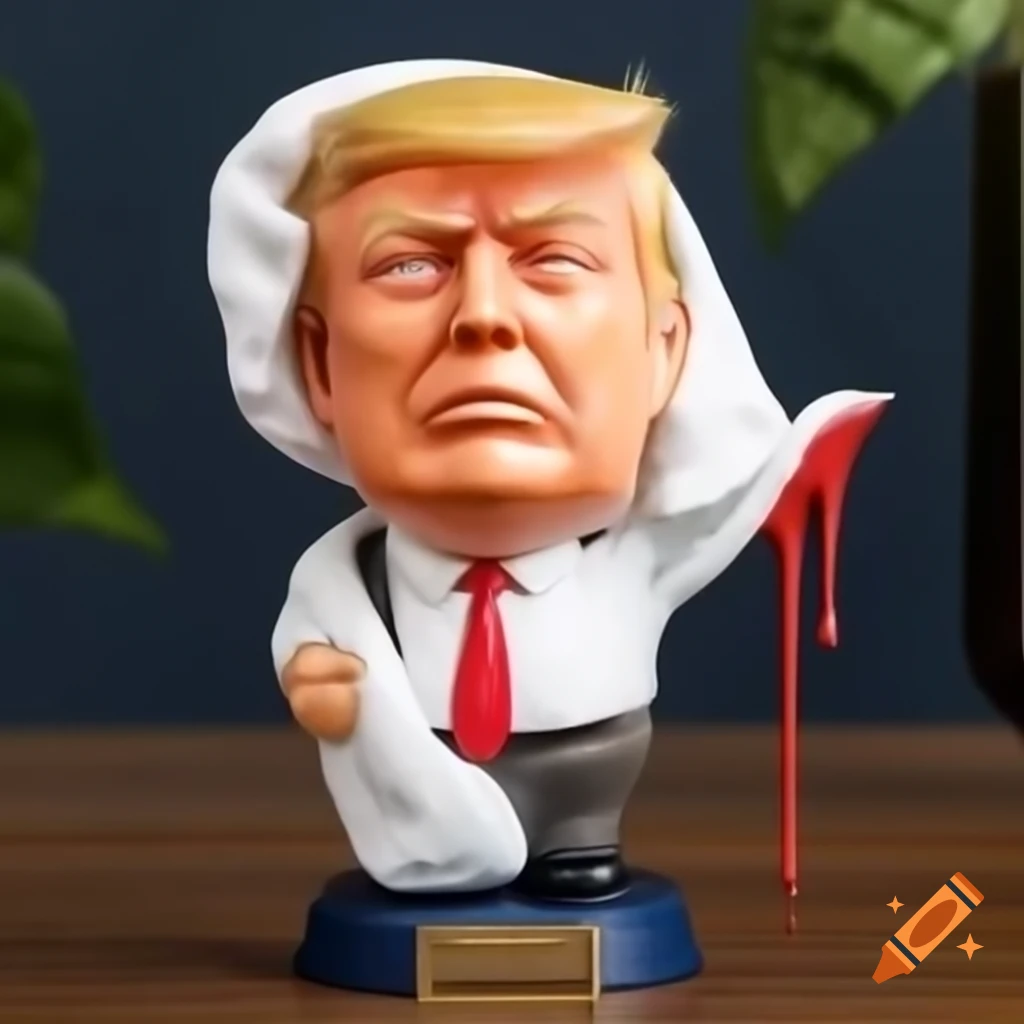 Satirical bobblehead of an angry figure with comedic elements