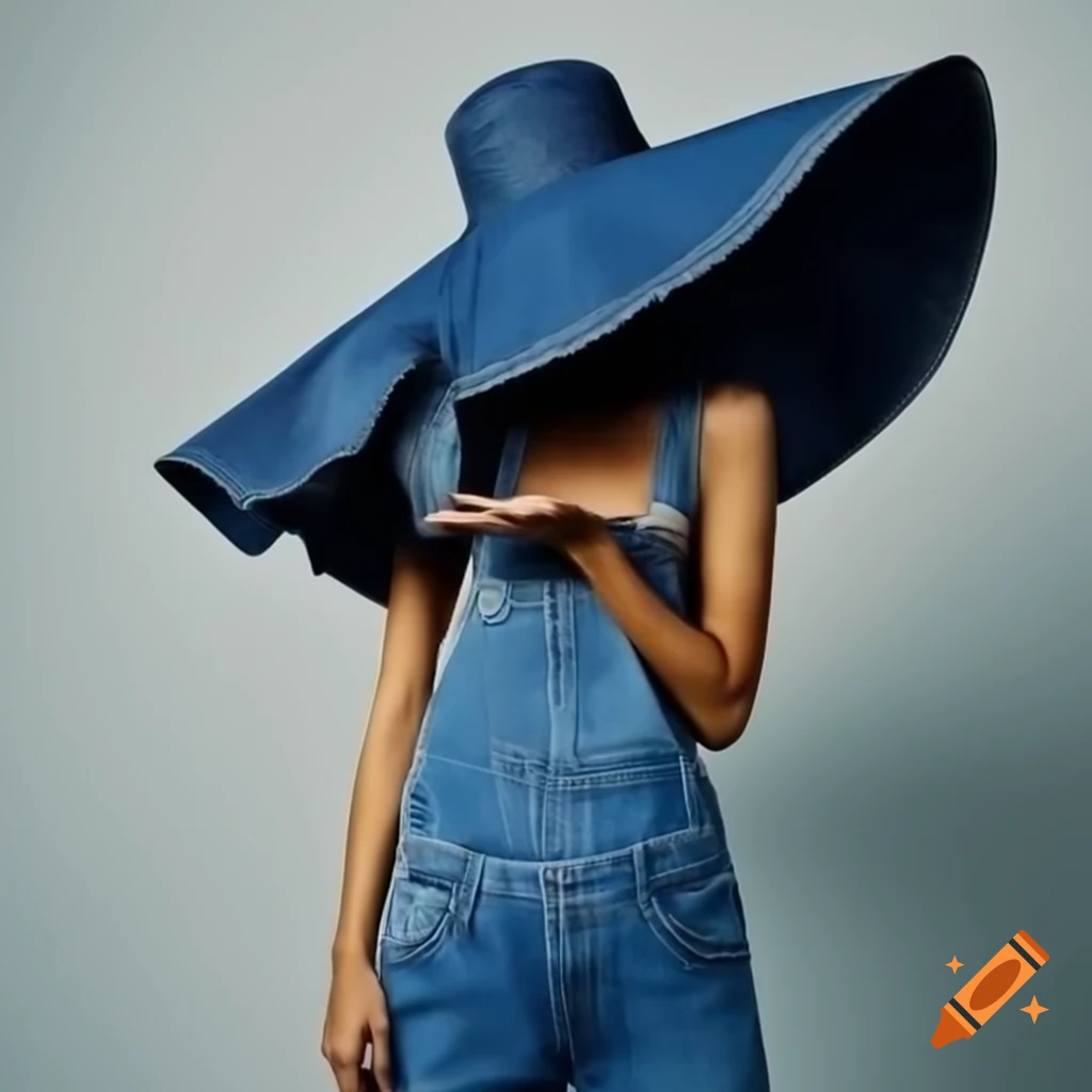 Woman in denim outfit and 10 gallon hat