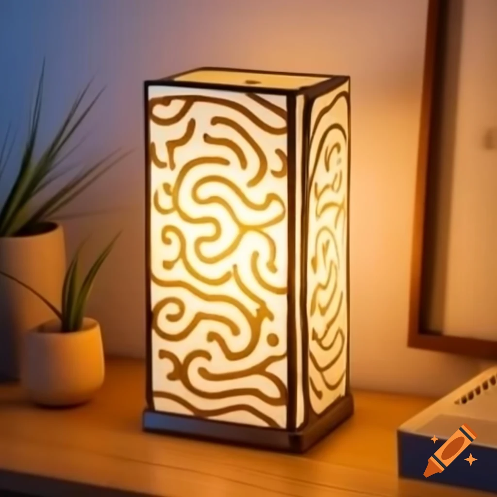 Rectangular lamp with squiggle patterns
