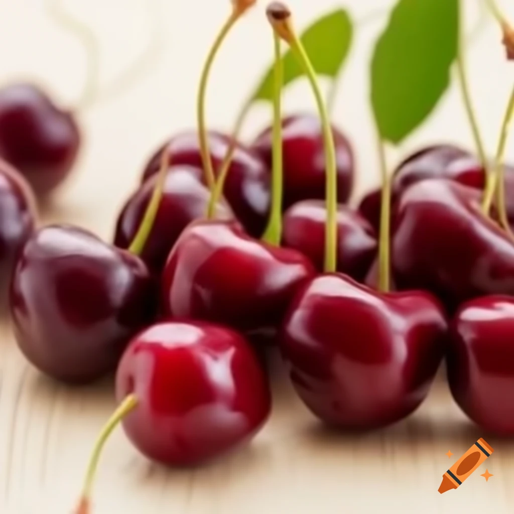 Fresh cherries on a wooden surface