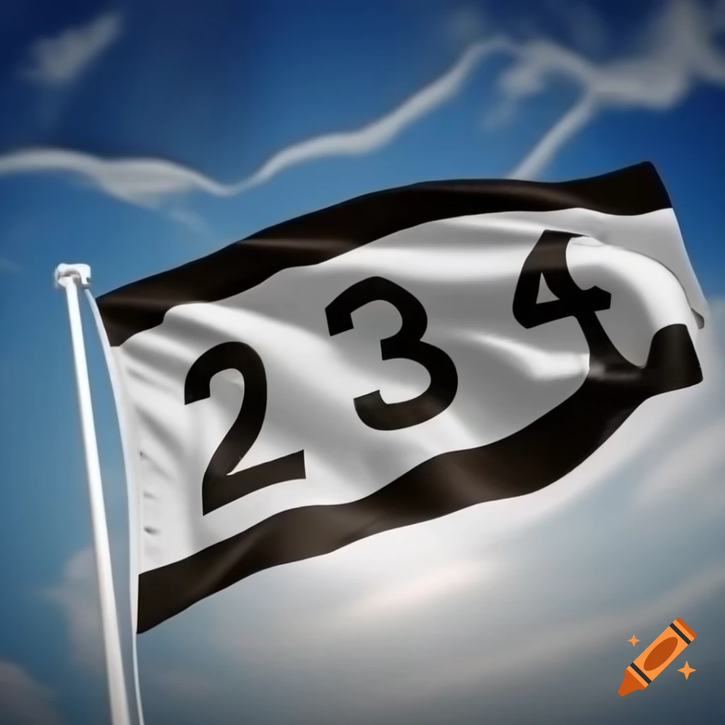 Dynamic flag waving in the wind with number 12.193 centered