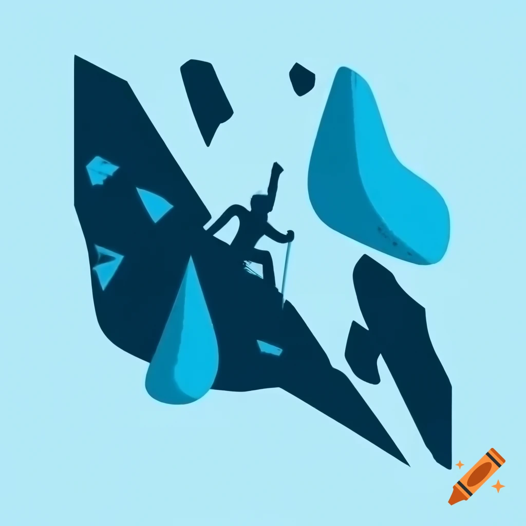 Silhouette of rock climbing against dark cyan background