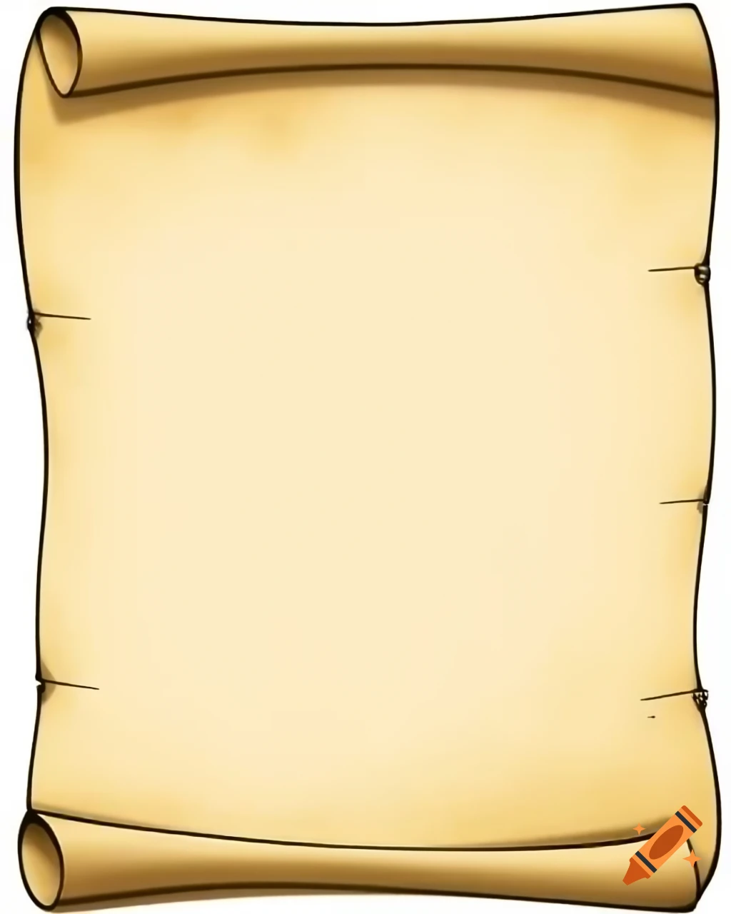 Blank old scroll page in comic style with no background