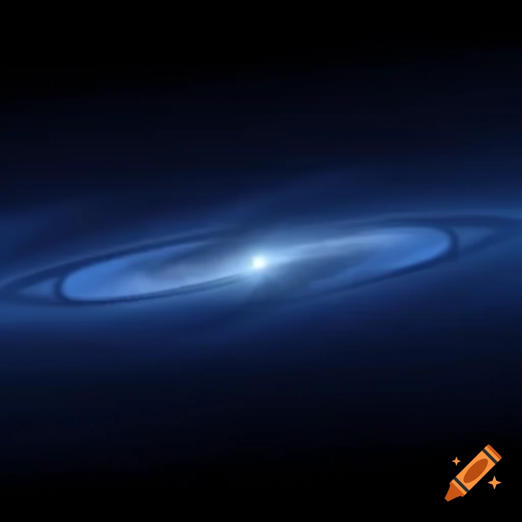 Abstract space scene with black background and bright central galaxy