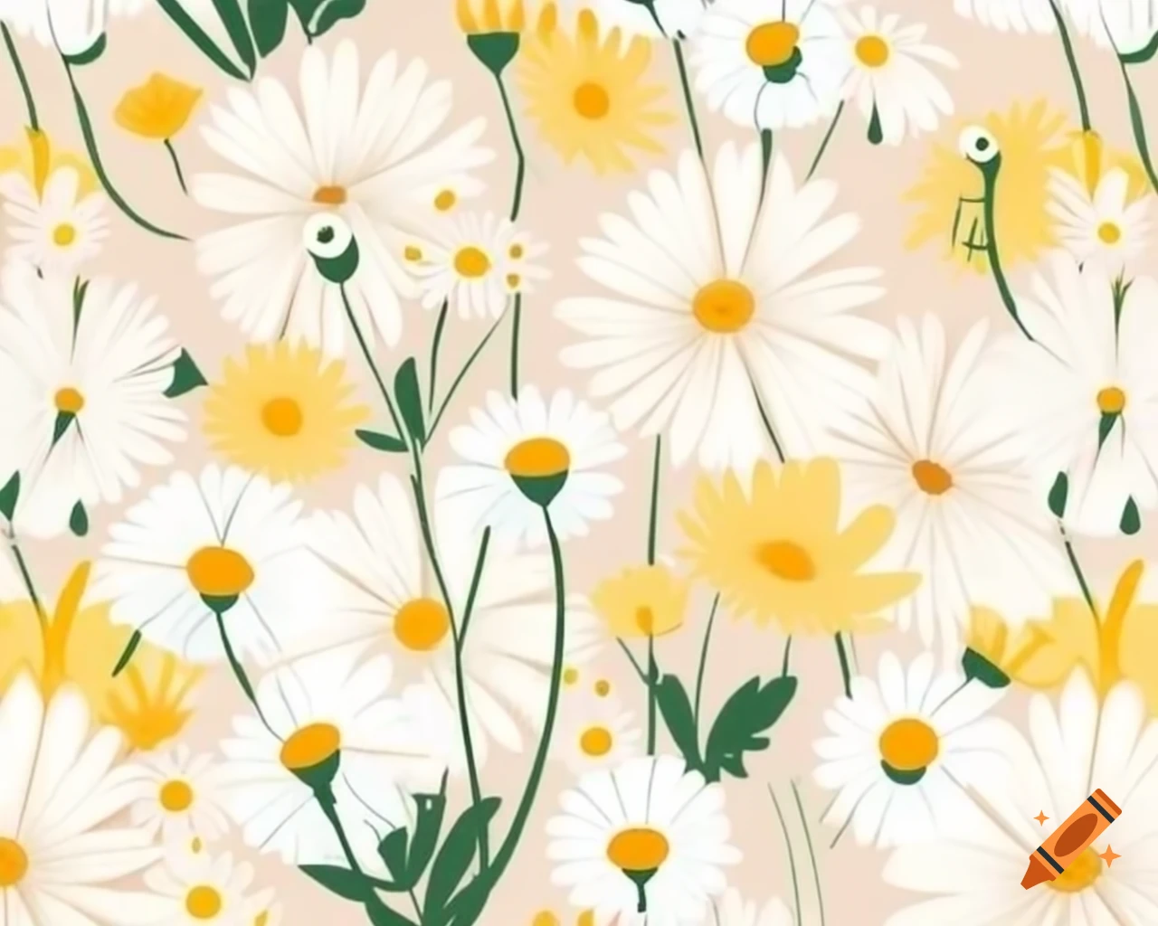 Delicate tiara crafted from white and yellow daisies in storybook style