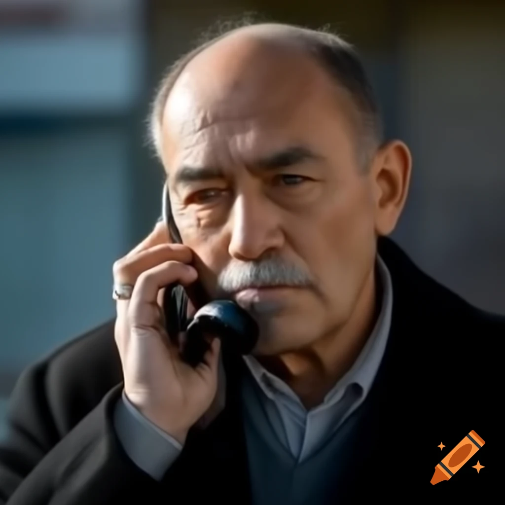 Aged educated male engaging in a phone call