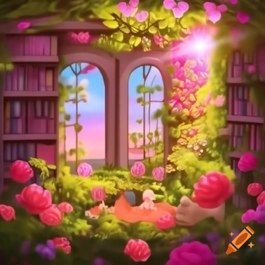 Soul depicted as a vibrant garden with colorful flowers symbolizing femininity