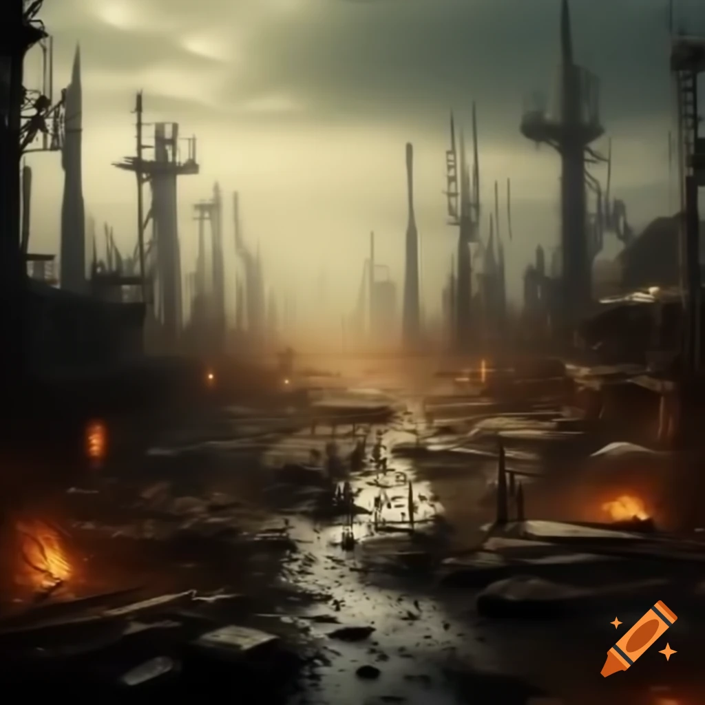 Desolate post-apocalyptic wasteland landscape