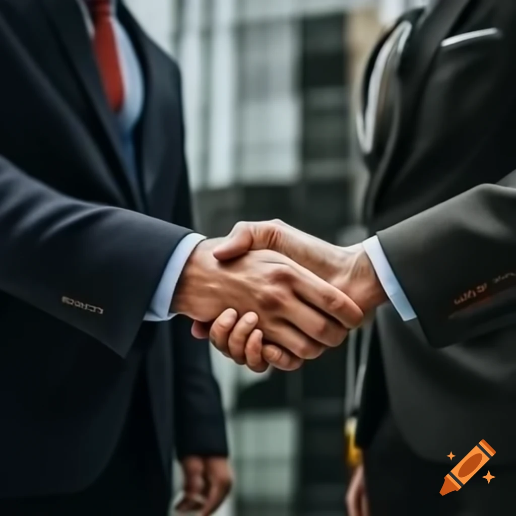 Two men in suits shaking hands