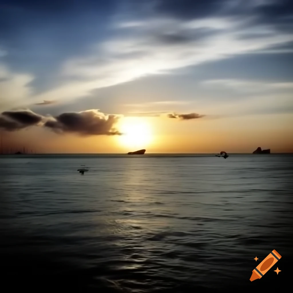 Alexandria, Egypt sea at sunset with clouds and small ships
