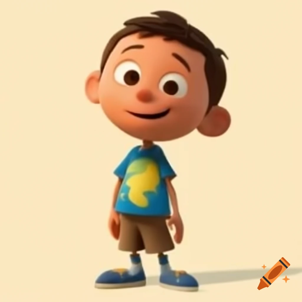 Cartoon of a boy standing on craiyon
