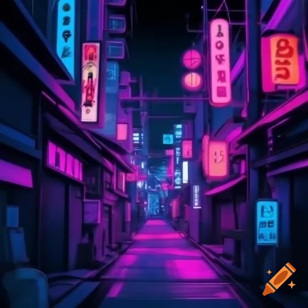 Neon lights illuminating streets of Kyoto