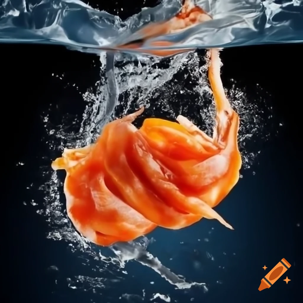 Kimchi being splashed into water