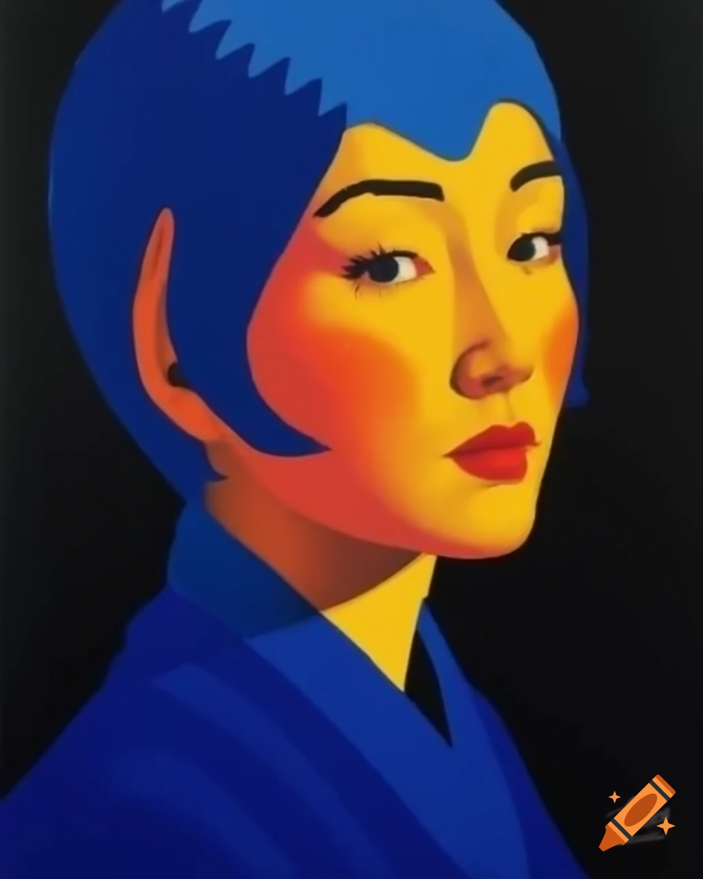 1990 retro pixel art portrait of blue-haired demi-elf in nomad village, Shin Megami Tensei style
