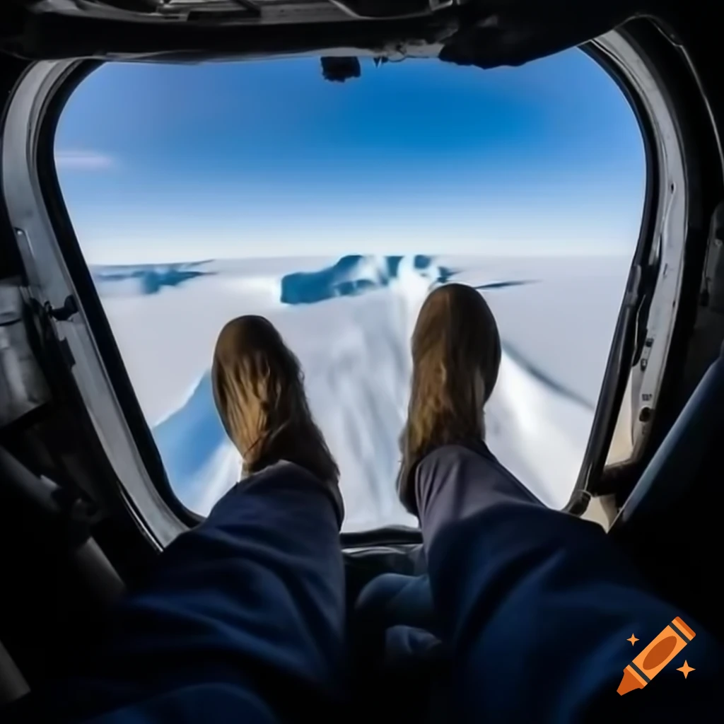 Aerial view of Antarctica from a helicopter at 3000 feet