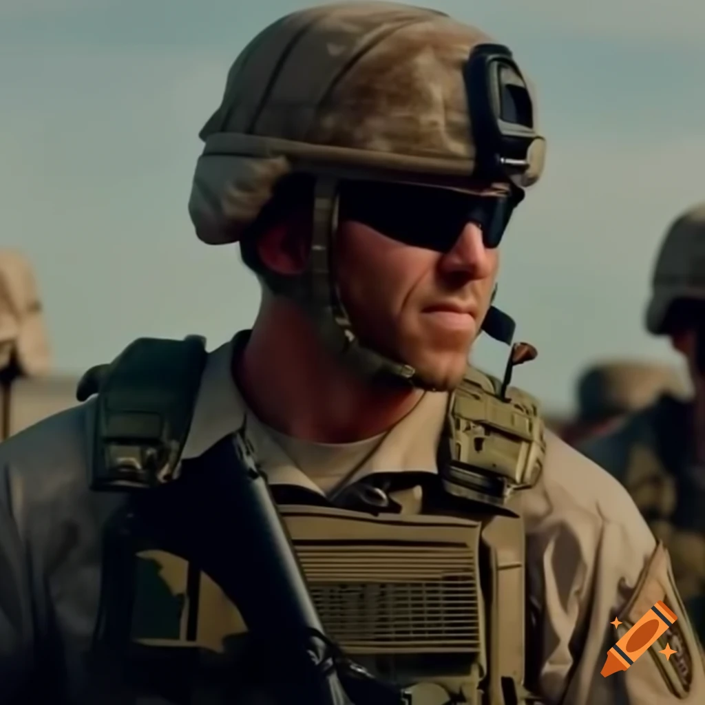 Ryan Reynolds portraying US Army airborne ranger in military gear